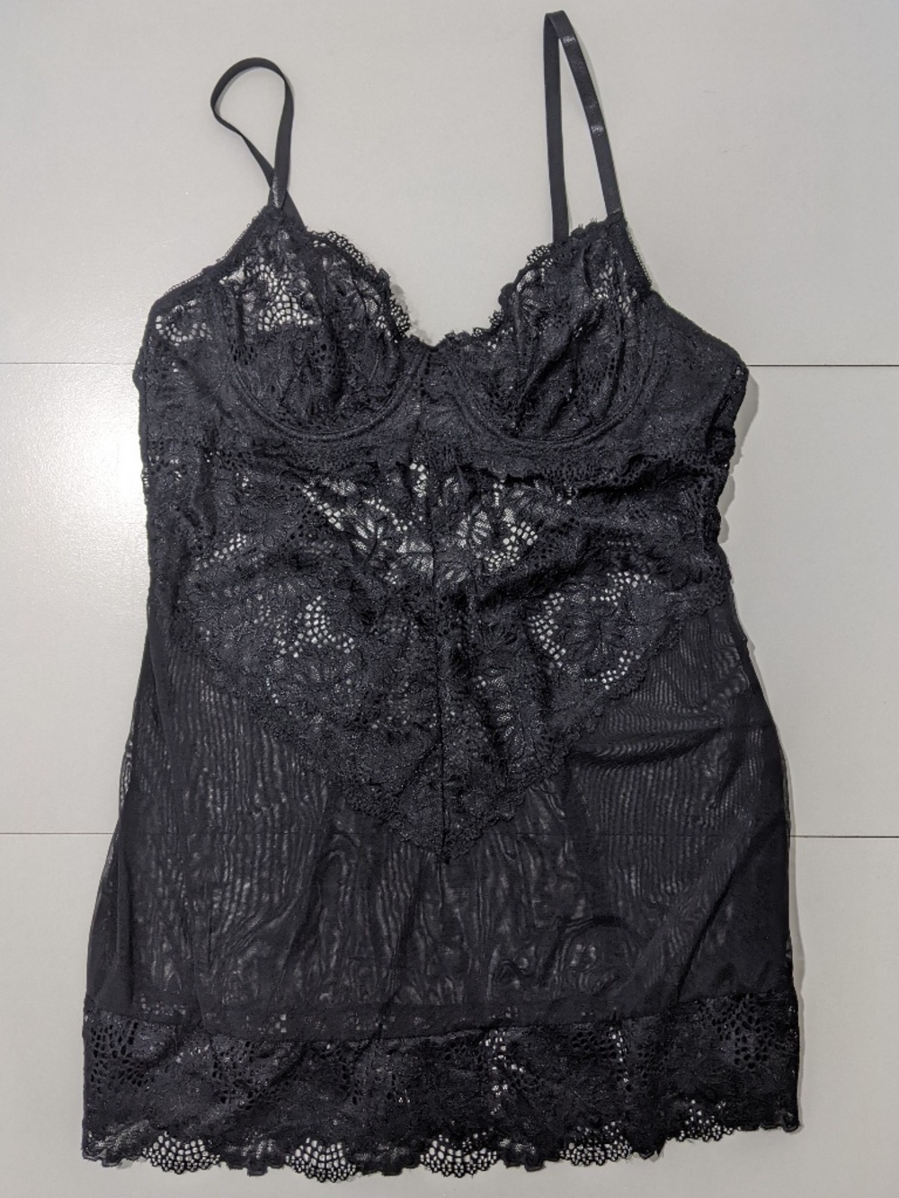 Sheer Black Lace Babydoll Oh La La Cherie